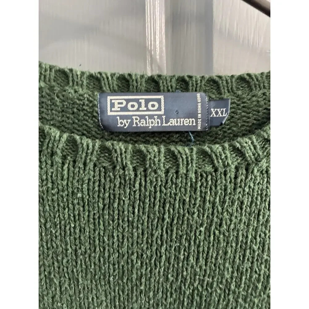 Vtg Ralph Lauren Polo Crew Neck Sweaters Red Stripped and Green Lot Of 2 Sz XXL - Picture 6 of 13